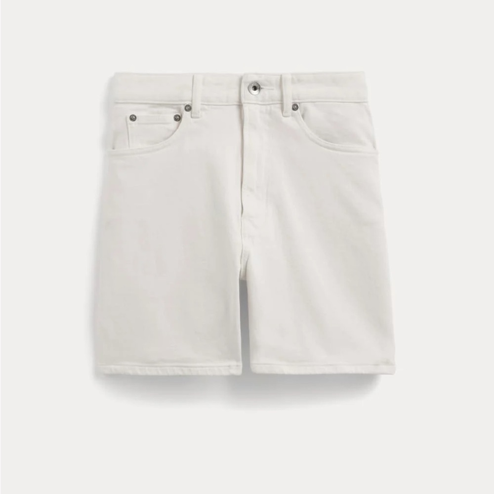 Everlane The A-Line Denim Short | White - Picture 2 of 8